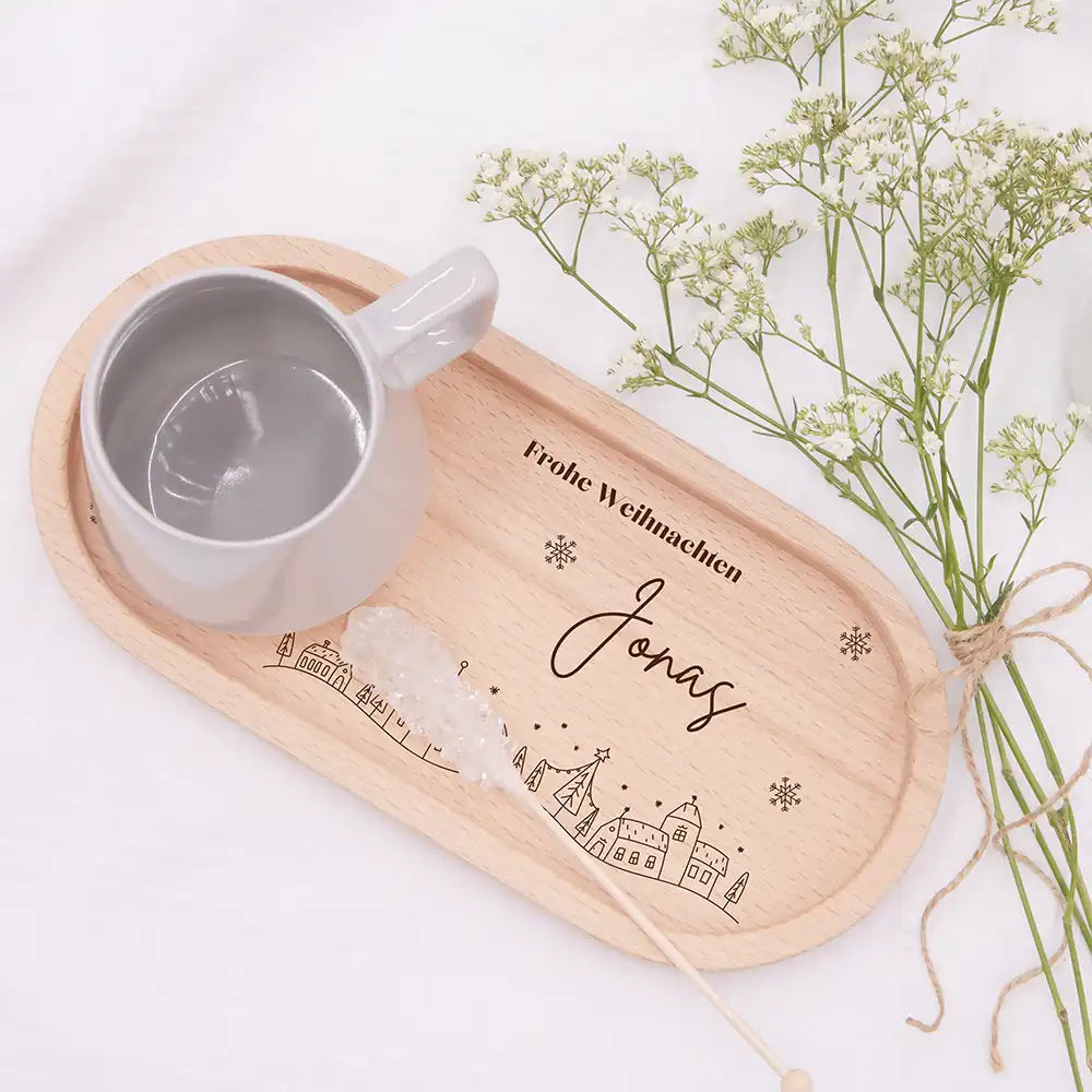 Holz-Serviertablett Weihnachtsgeschenk - Frohe Weihnachten niedliche Motive