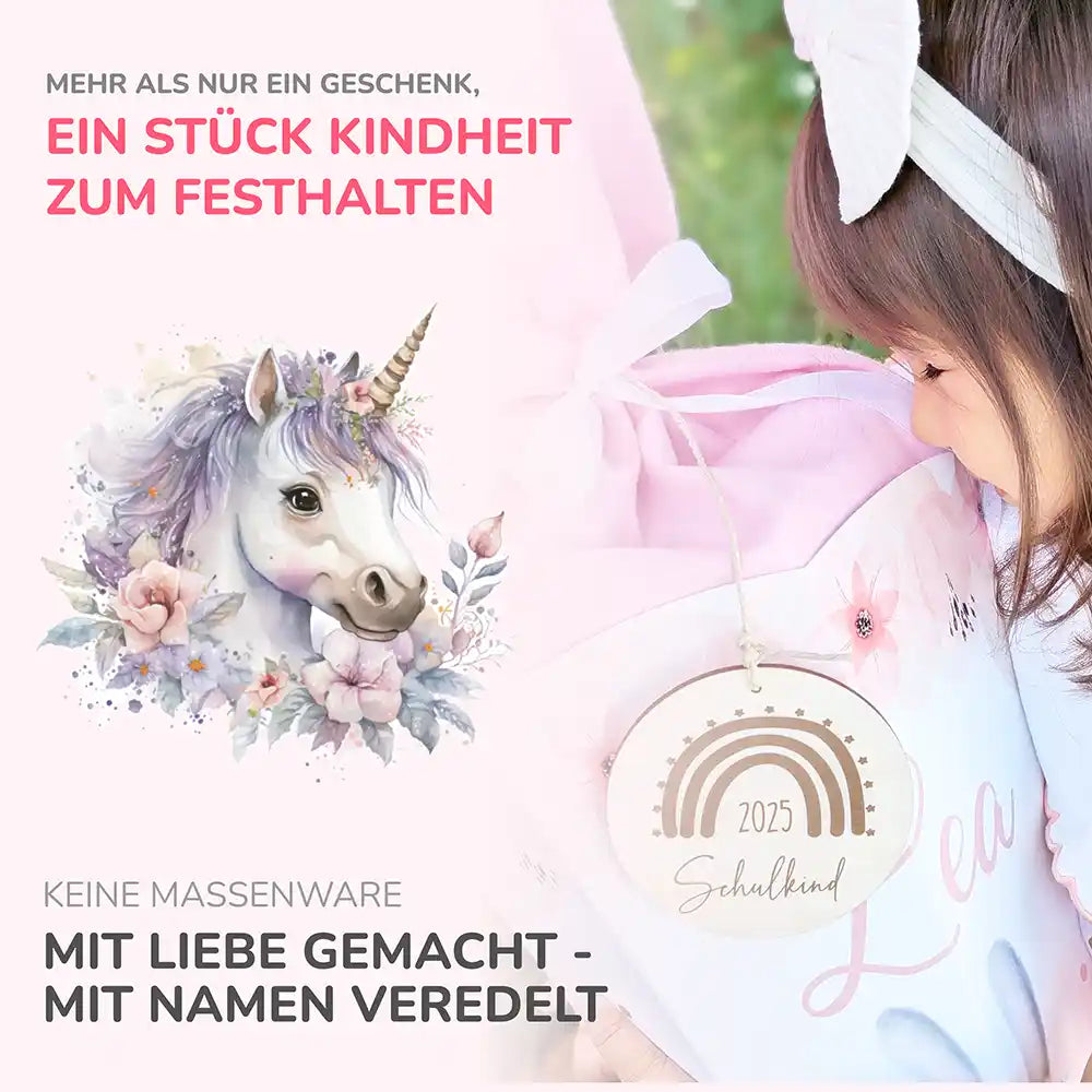 Personalisierte Schultüte mit Namen - Einhorn rosa