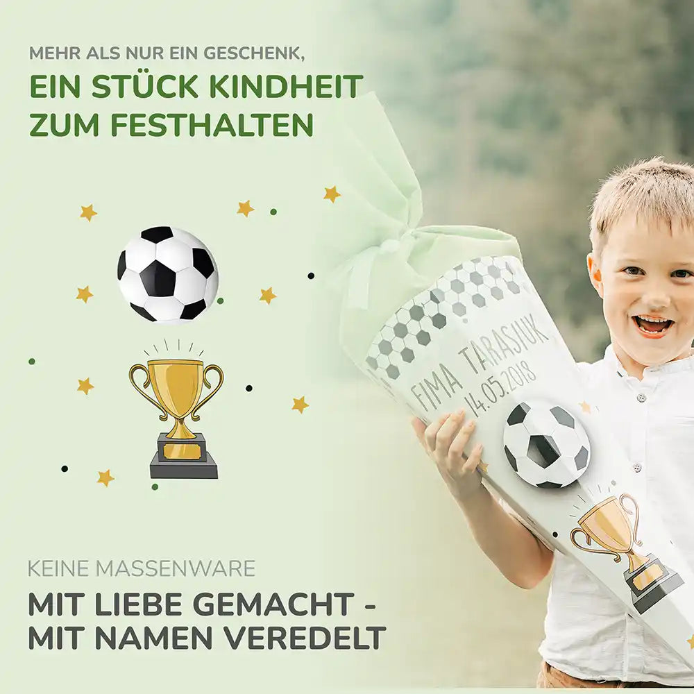 Personalisierte Schultüte mit Namen - Fussball