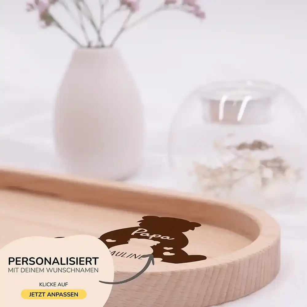 Personalisiertes Holz-Serviertablett "Papa-Bär" - Vatertag Geschenk