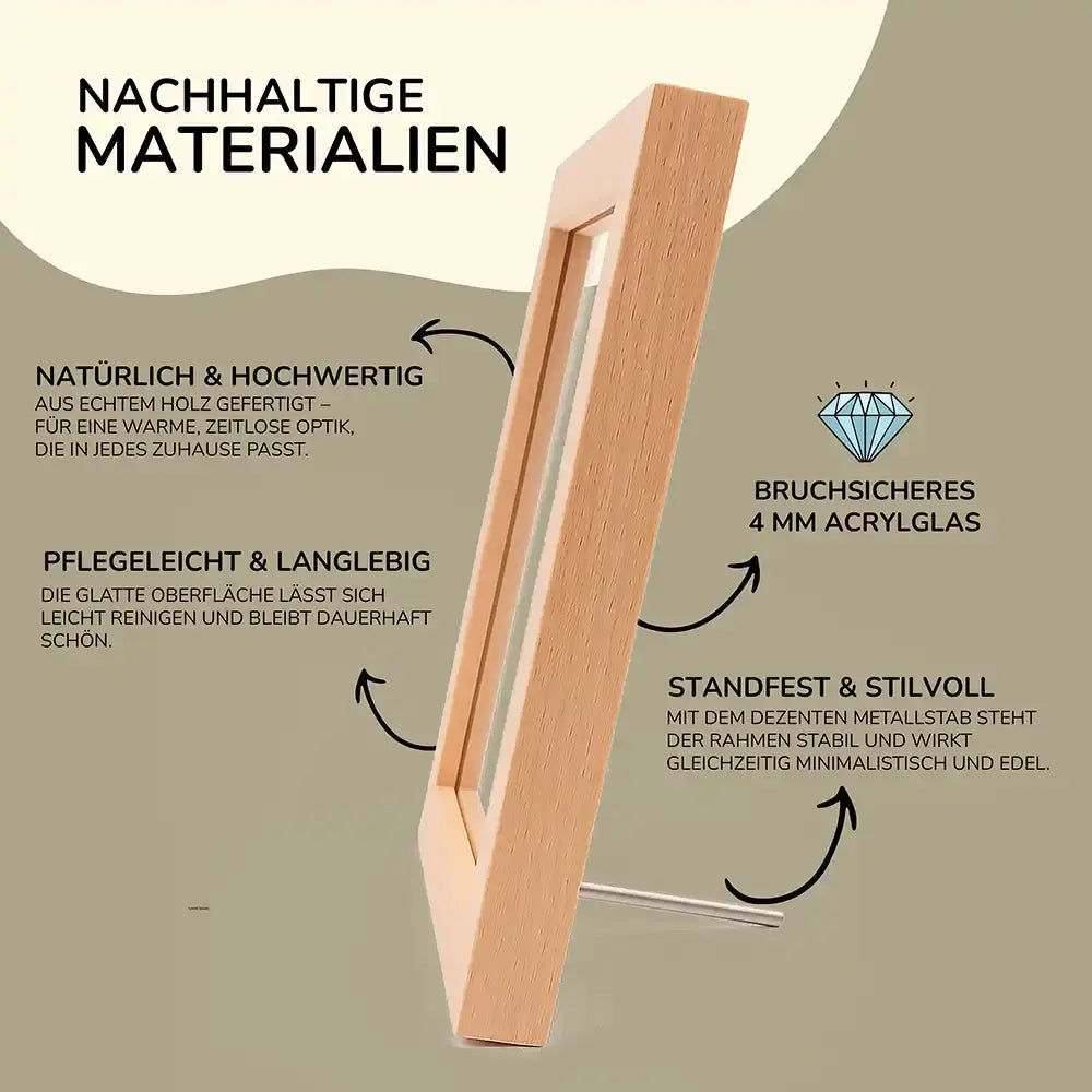 LED-Bilderrahmen Nachtlicht 'Danke Mama' personalisierbar mit leuchtendem Holzrahmen