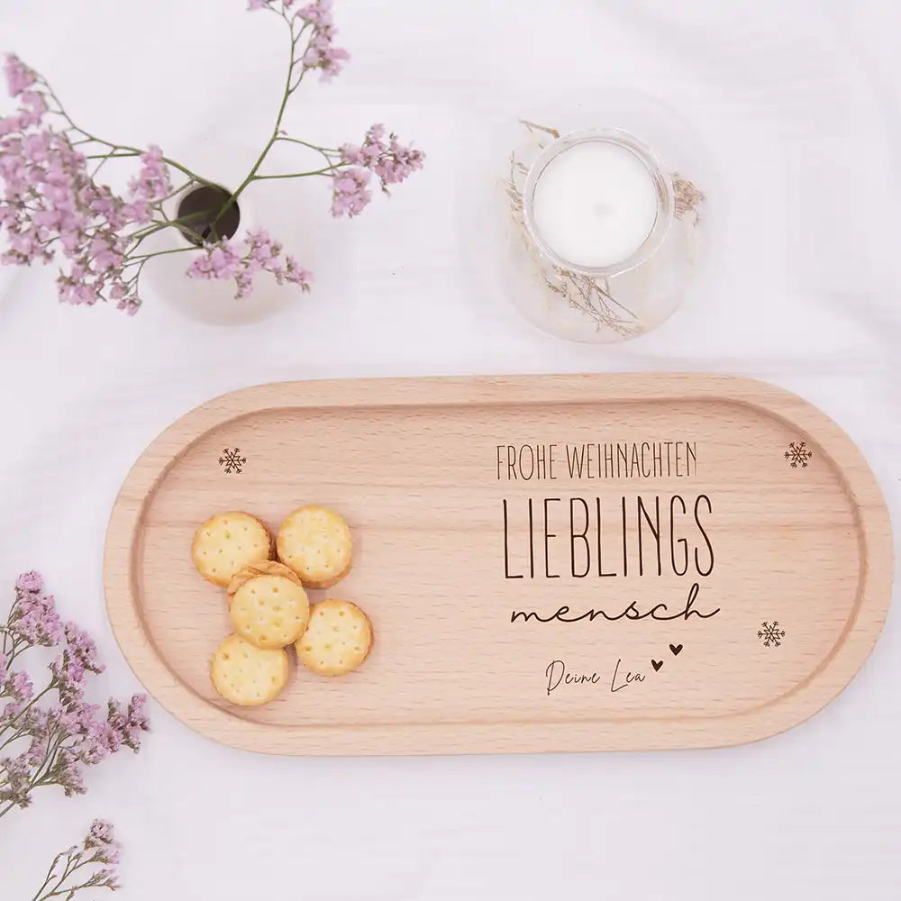 Holz-Serviertablett Papa-Weihnachtsgeschenk - Frohe Weihnachten Lieblingsmensch