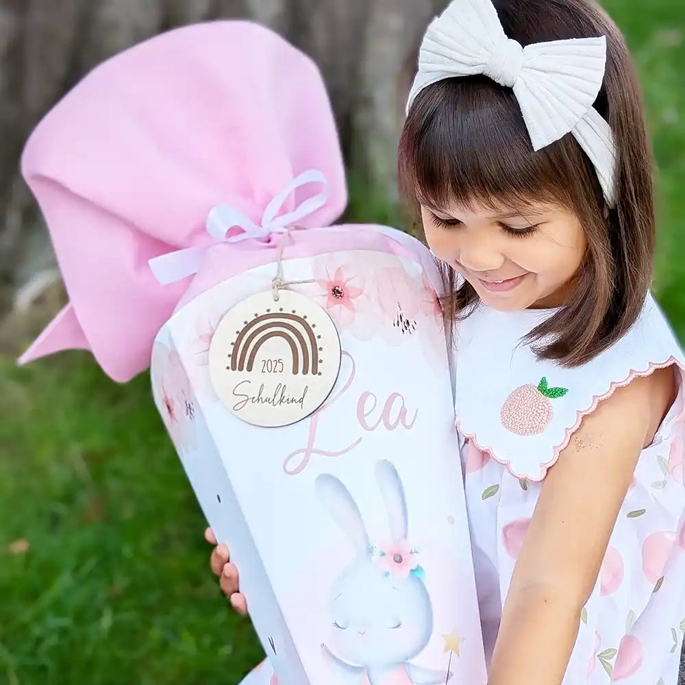 Personalisierte Schultüte mit Namen - Einhorn rosa