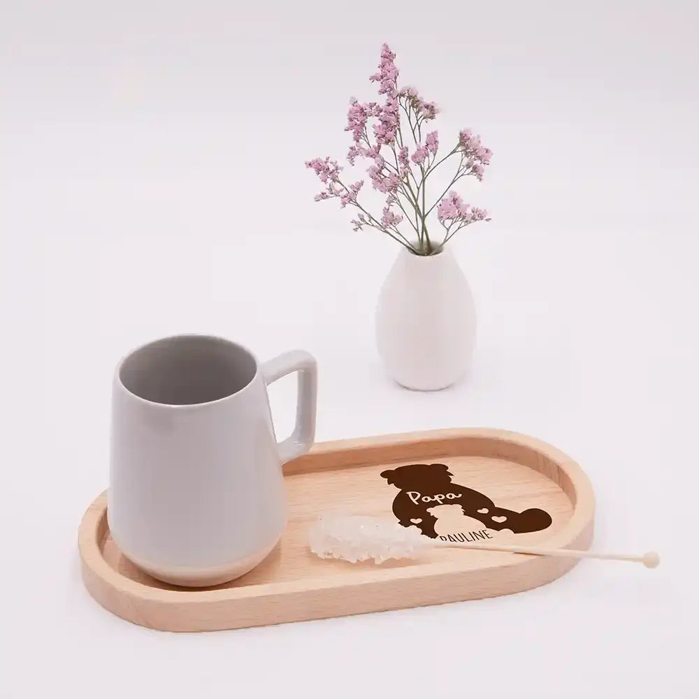 Personalisiertes Holz-Serviertablett "Papa-Bär" - Vatertag Geschenk