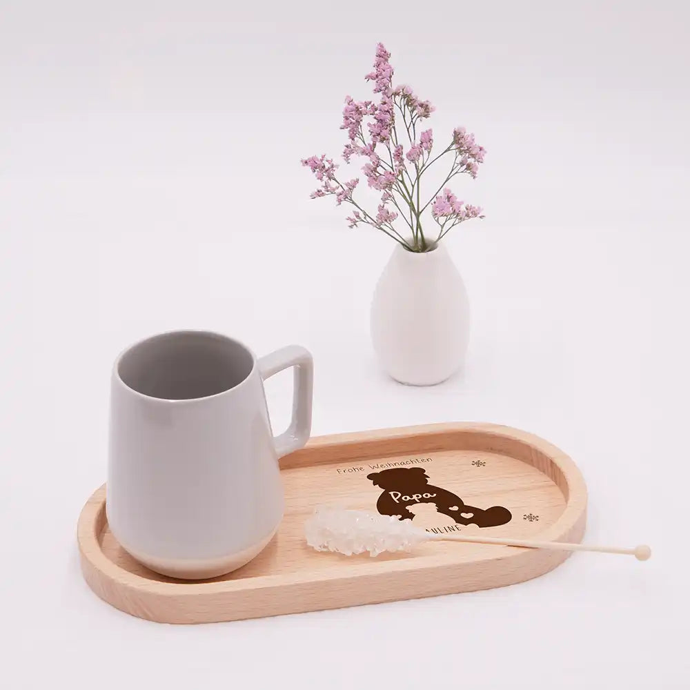 Holz-Serviertablett Papa-Weihnachtsgeschenk - Papa Bär