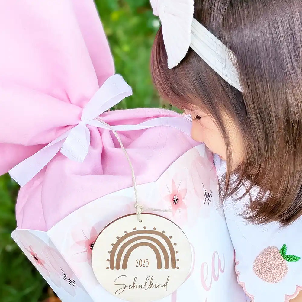 Personalisierte Schultüte mit Namen - Fee mit Blumen