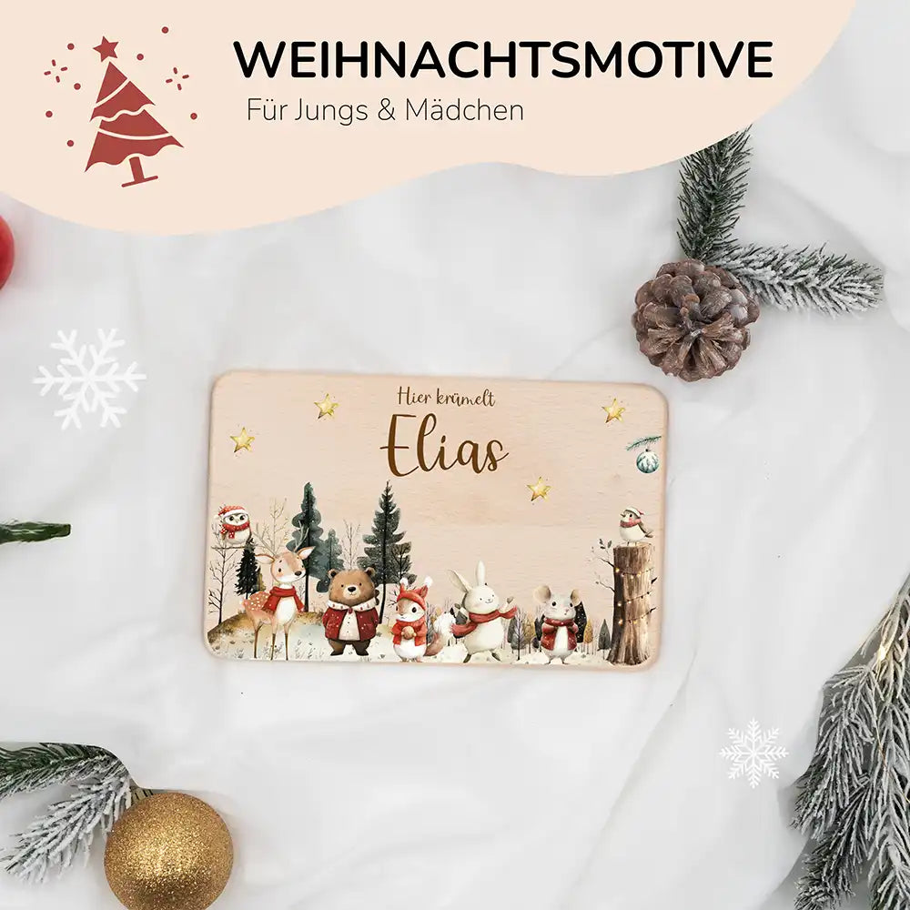 Frühstücksbrettchen Weihnachten im Winterwald - Geschenk Weihnachten