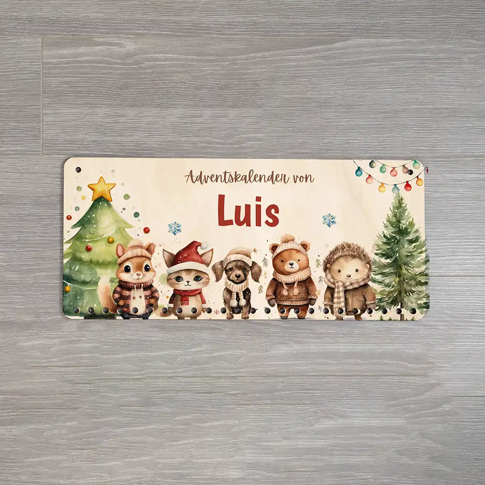 Personalisierter Adventskalender niedliche Waldtiere