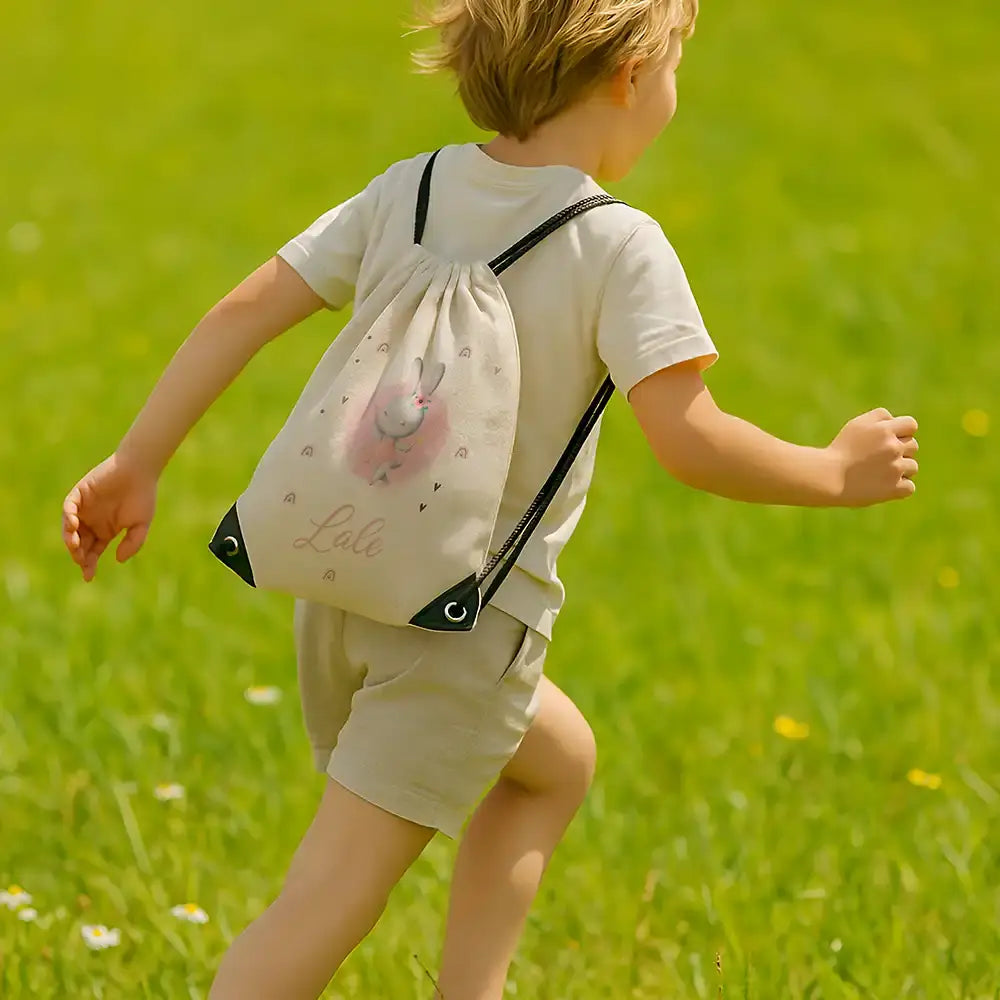 Personalisierter Turnbeutel mit Namen - Zauberhase