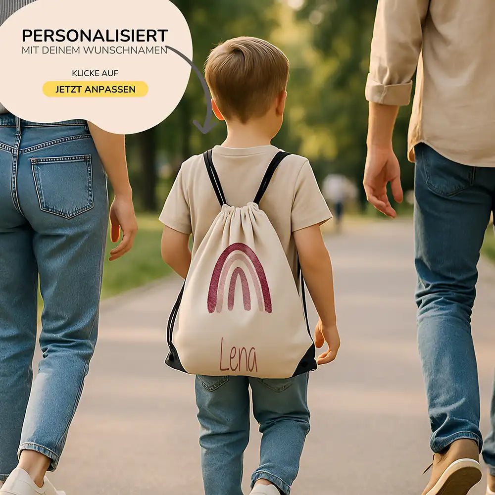 Personalisierter Turnbeutel mit Namen - Regenbogen