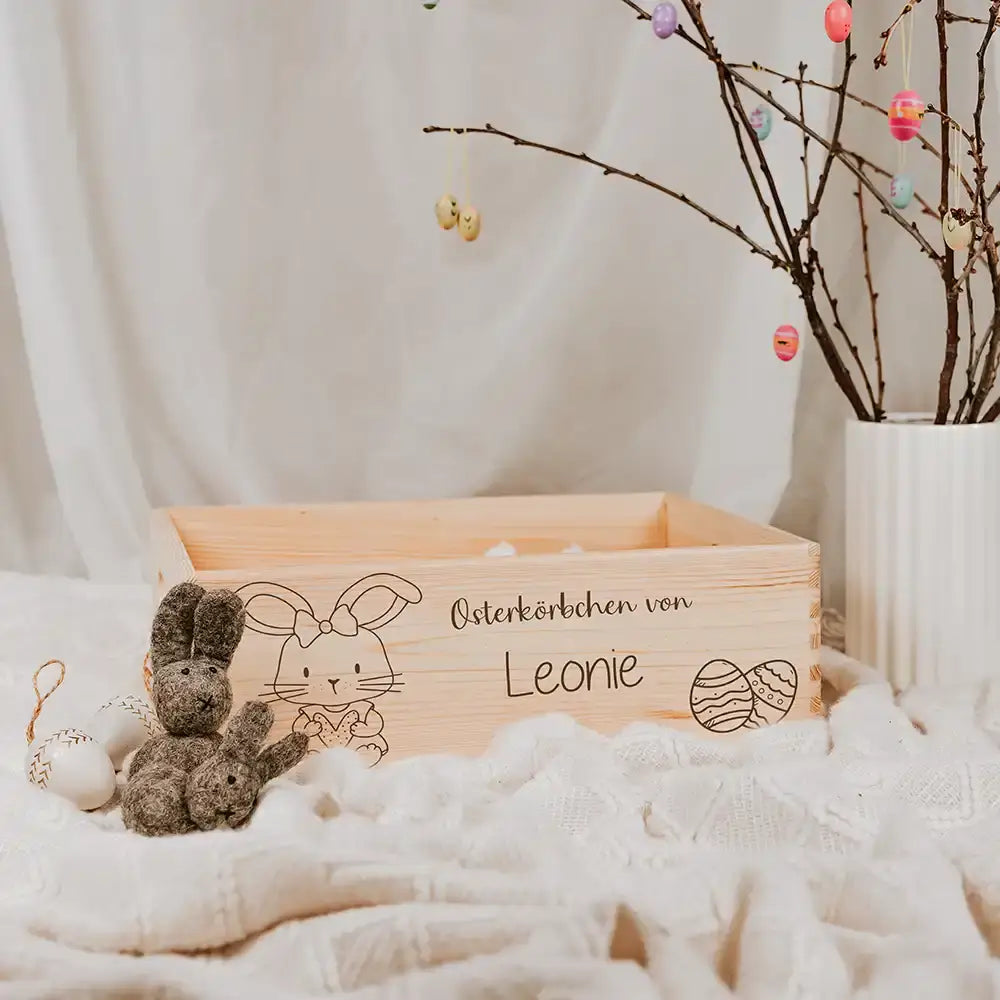 Osterkiste Holz personalisiert - Hasenmädchen