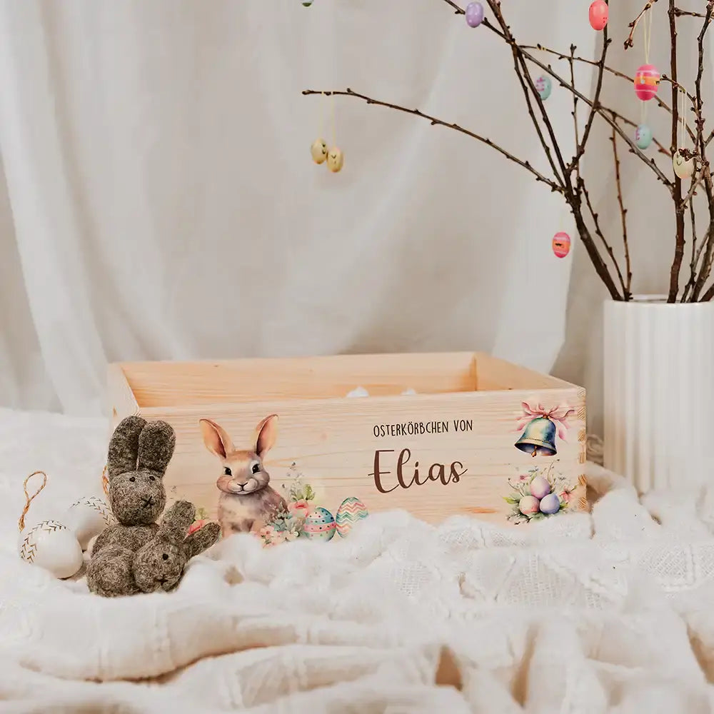 Osterkiste Holz personalisiert - Glockenklang der Osterzeit