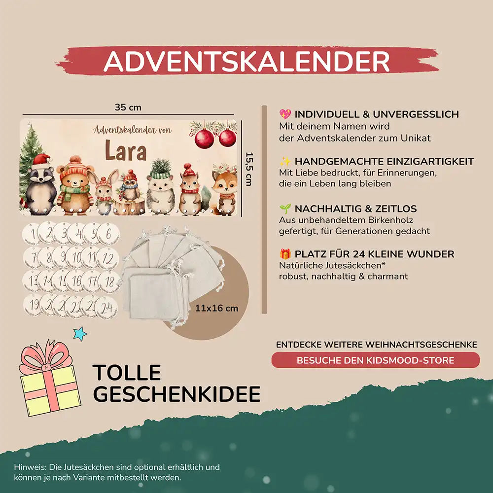 Personalisierbarer Adventskalender farbig - Weihnachtliche Stimmung