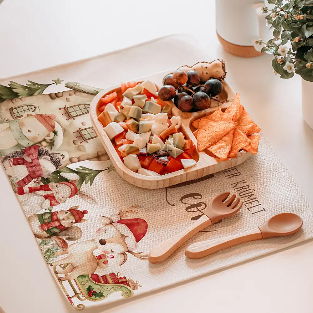 Tischset Kinder personalisiert Weihnachtsmotiv - Nordpol-Tierparade