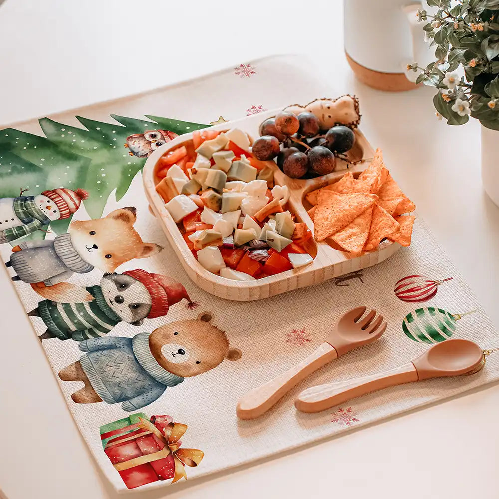 Tischset Kinder personalisiert Weihnachtsmotiv - Fluffy Friends