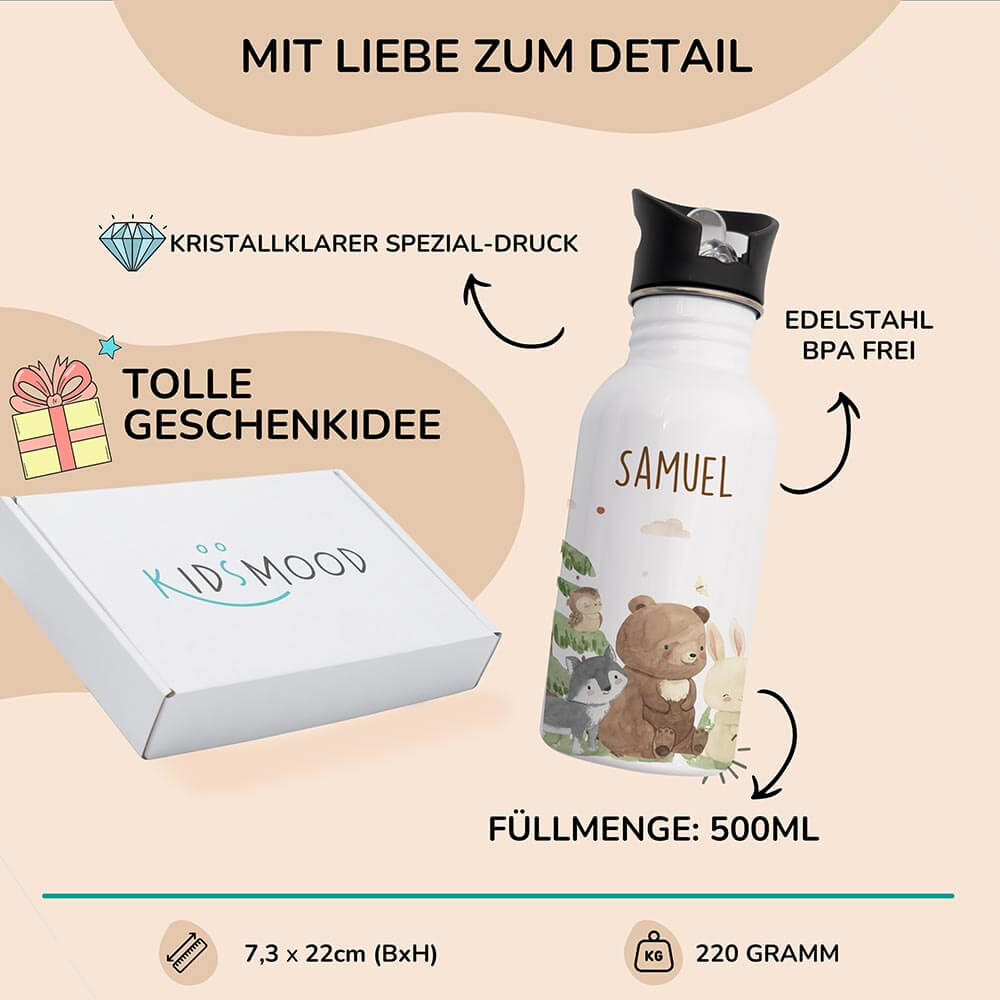 Trinkflasche kindergarten, detailansicht