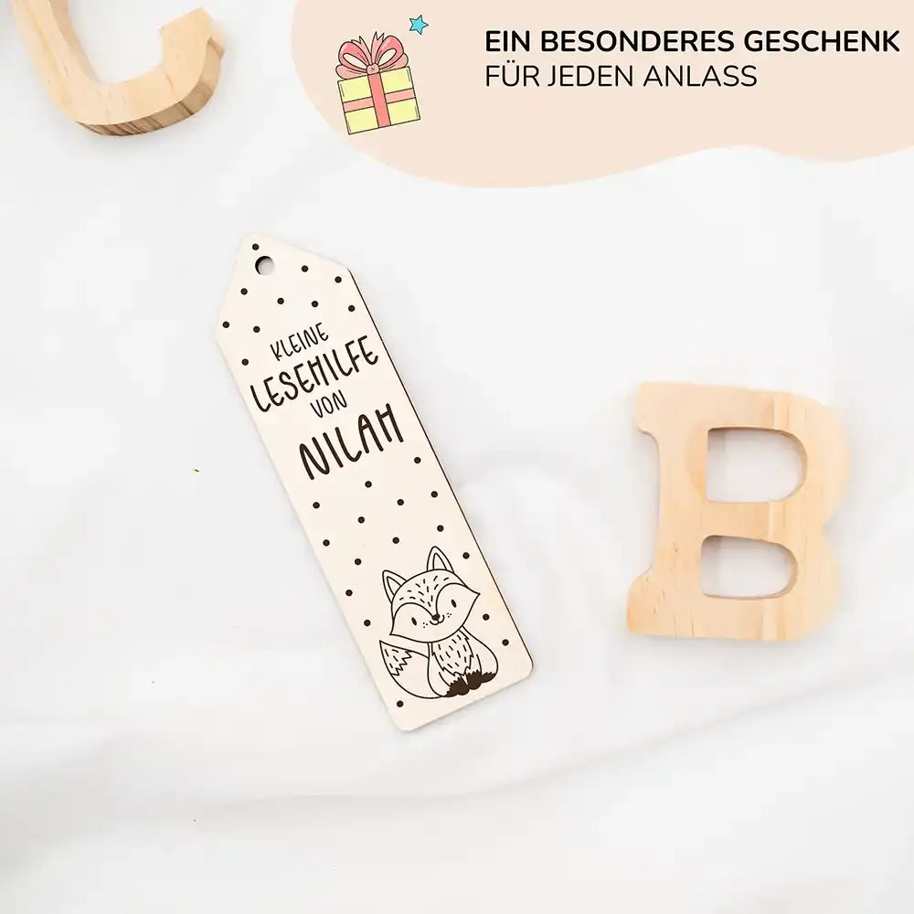 lesehilfe mit fuchs motiv und individuellem namen