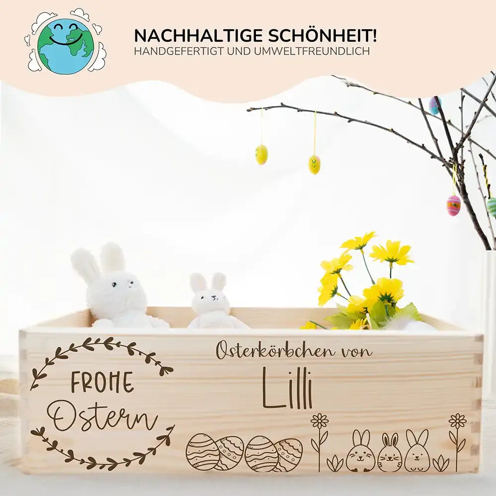 Osterkiste Holz personalisiert - Frühlingsgruß