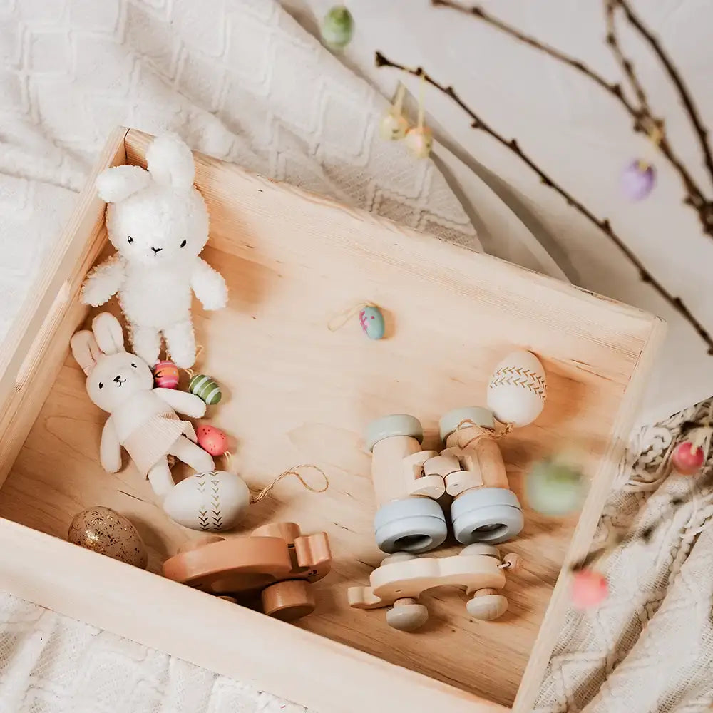 Osterkiste Holz personalisiert - Wolkenbär & Eiernest