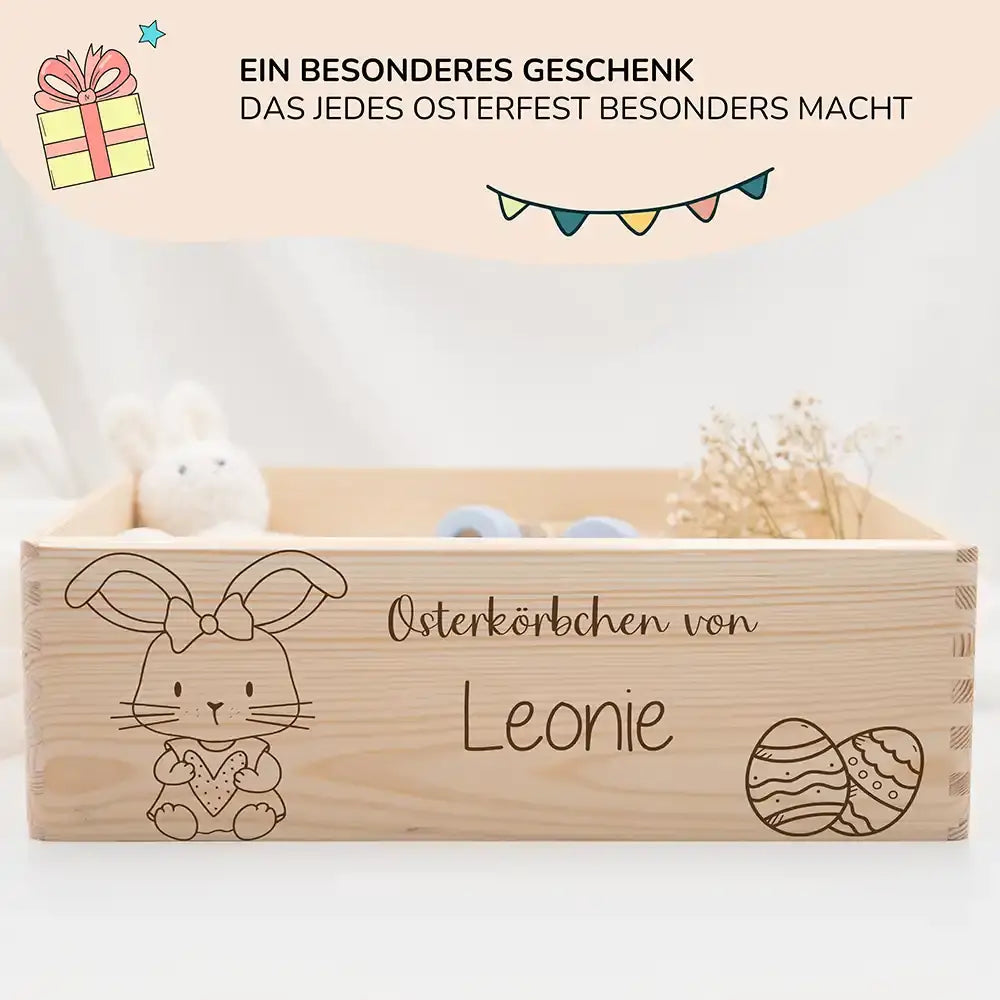 Osterkiste Holz personalisiert - Hasenmädchen
