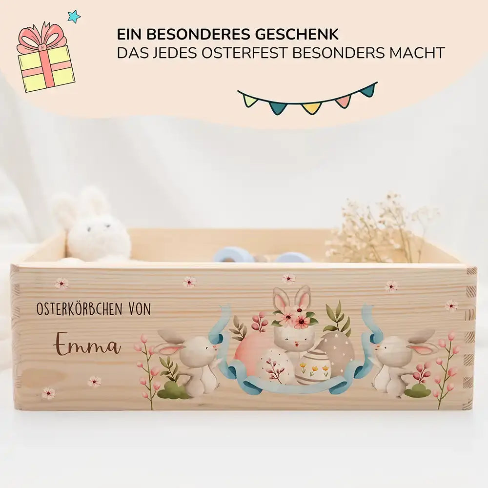 Osterkiste Holz personalisiert - Häschentanz