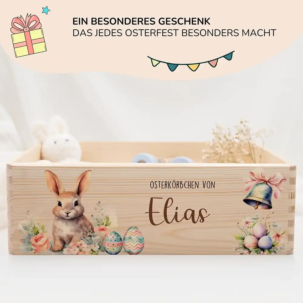 Osterkiste Holz personalisiert - Glockenklang der Osterzeit
