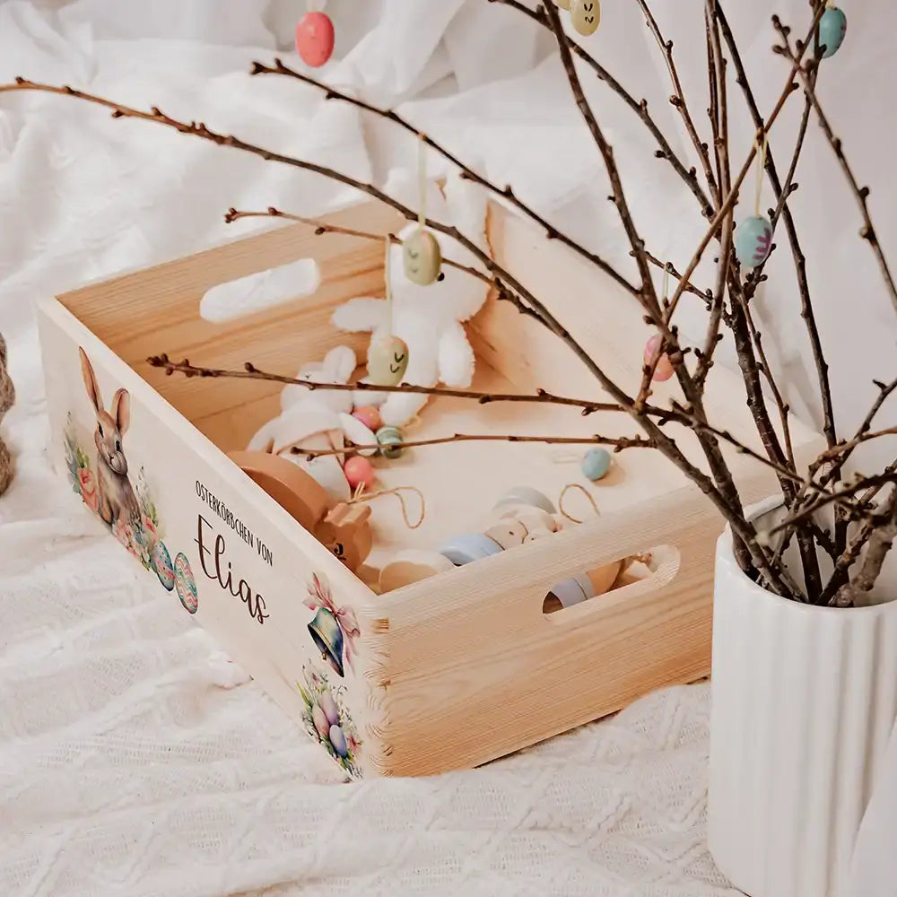 Osterkiste Holz personalisiert - Glockenklang der Osterzeit