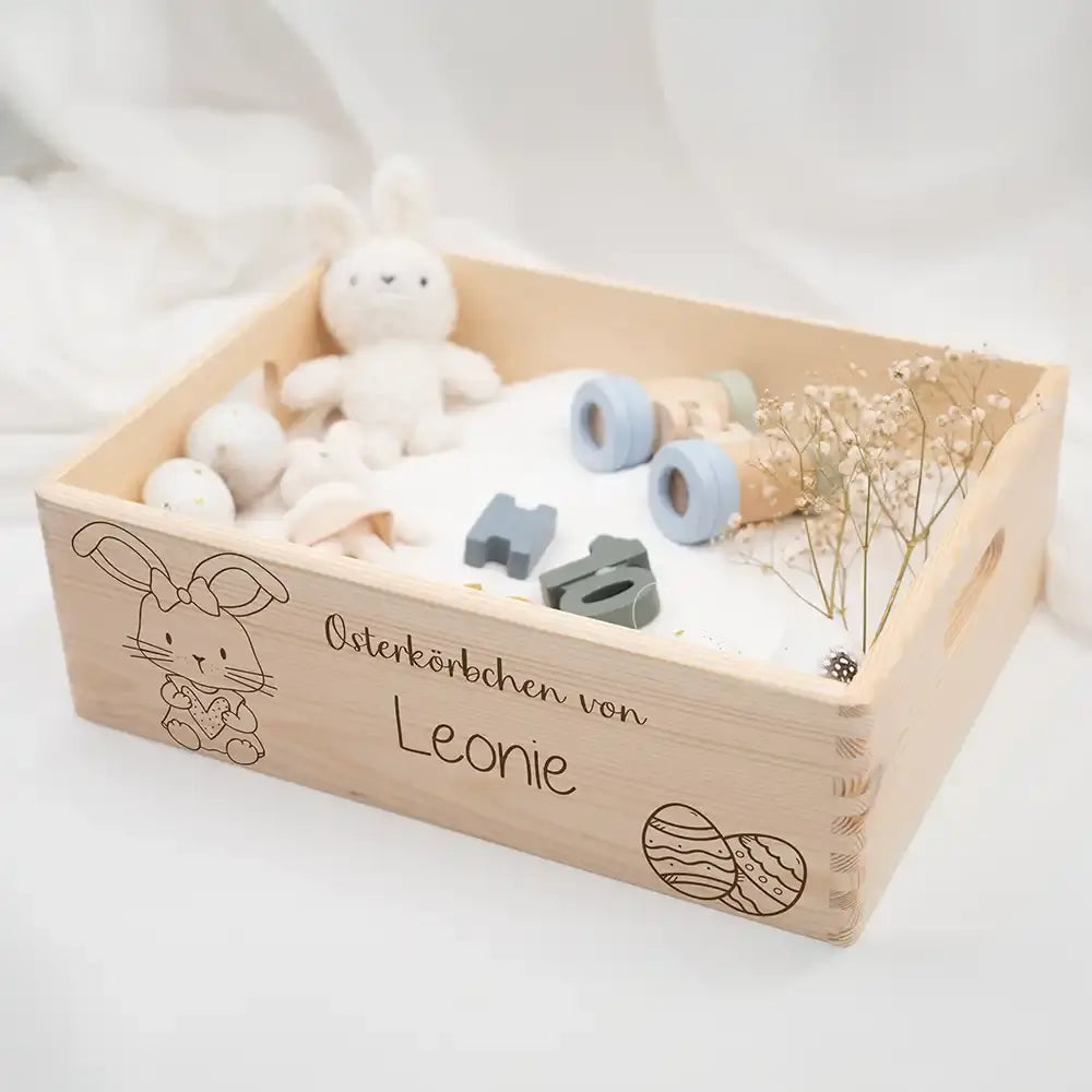 Osterkiste Holz personalisiert - Hasenmädchen