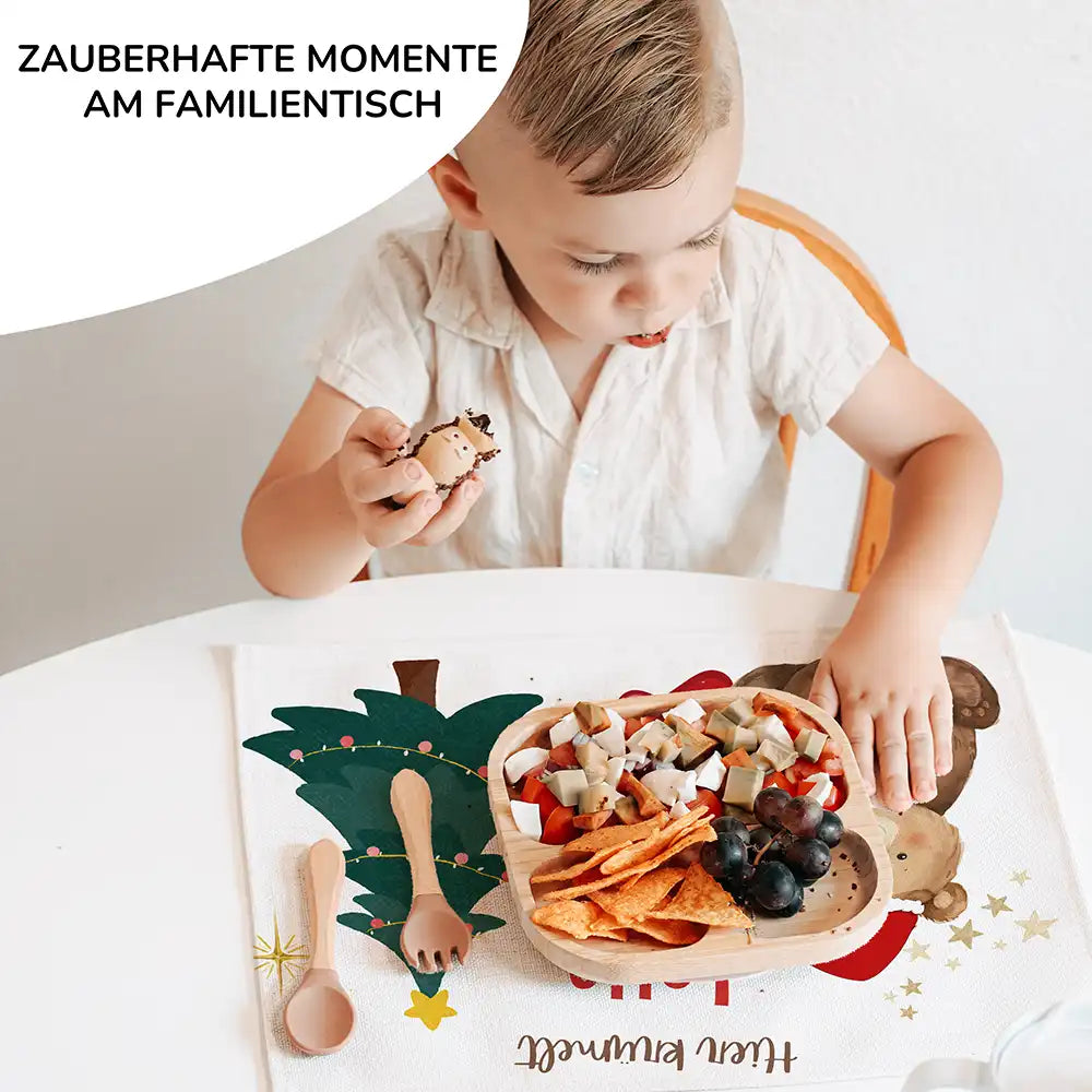 Tischset Kinder personalisiert Weihnachtsmotiv - Süßer Bär