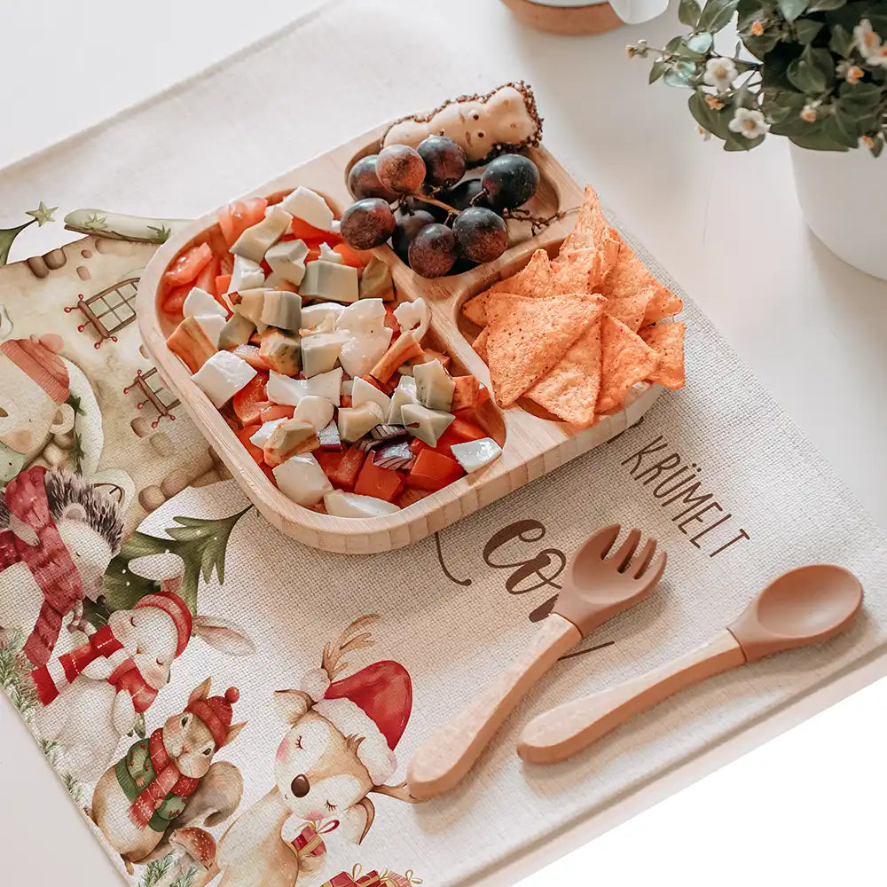 Tischset Kinder personalisiert Weihnachtsmotiv - Nordpol-Tierparade