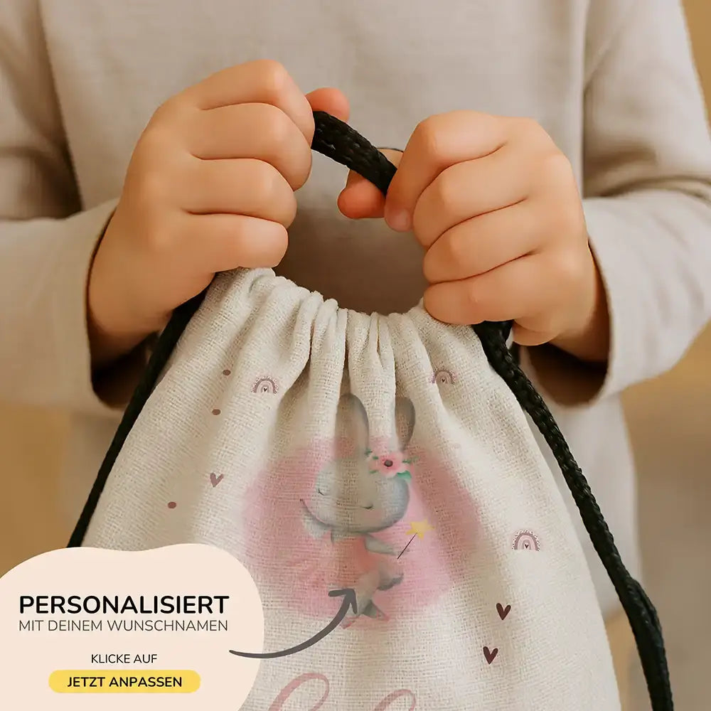 Personalisierter Turnbeutel mit Namen - Zauberhase