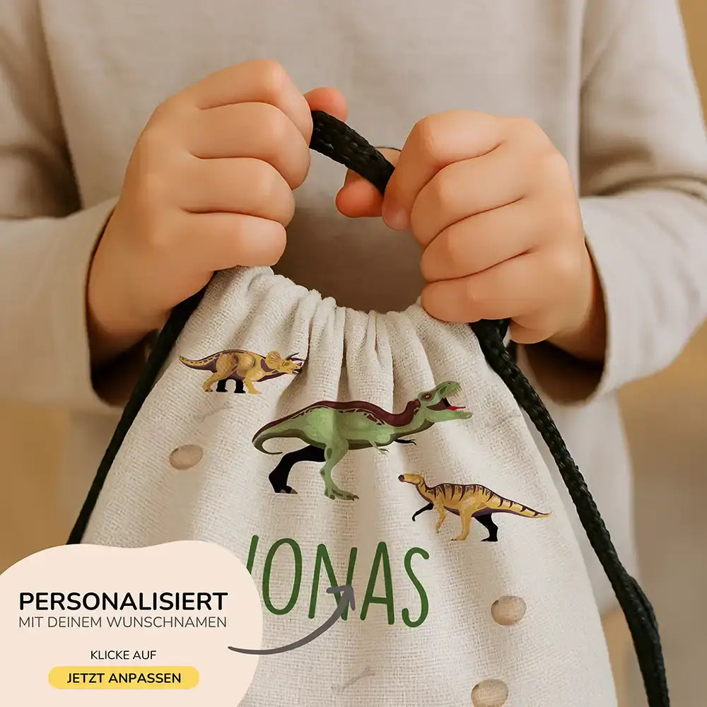 Personalisierter Turnbeutel mit Namen - Dinos