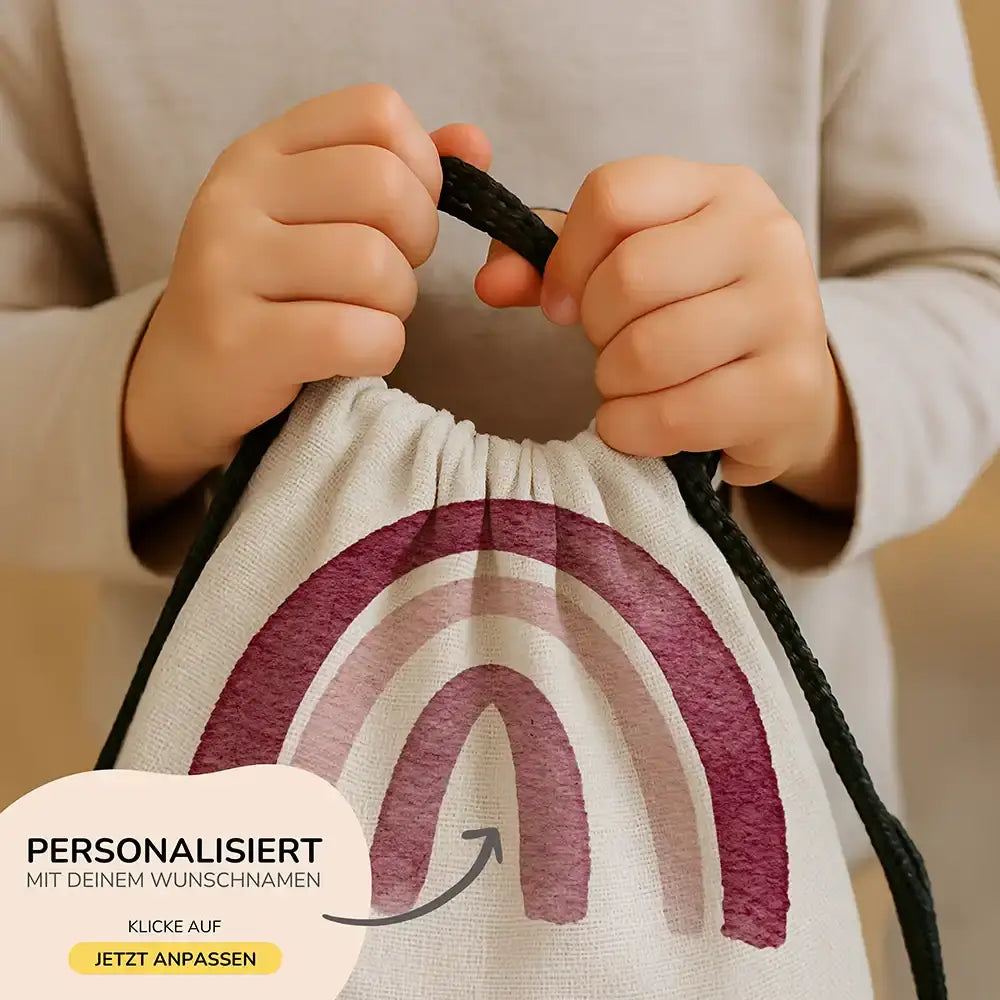 Personalisierter Turnbeutel mit Namen - Regenbogen