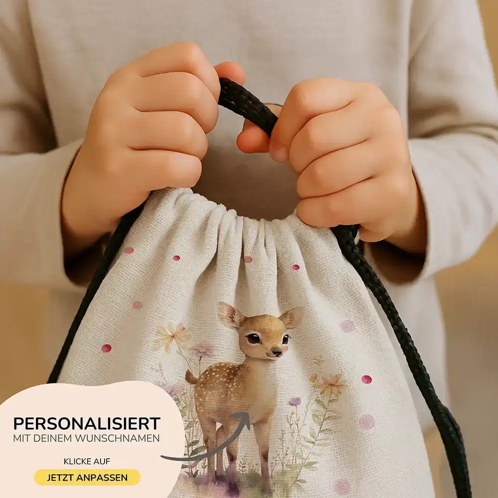 Personalisierter Turnbeutel mit Namen - Reh