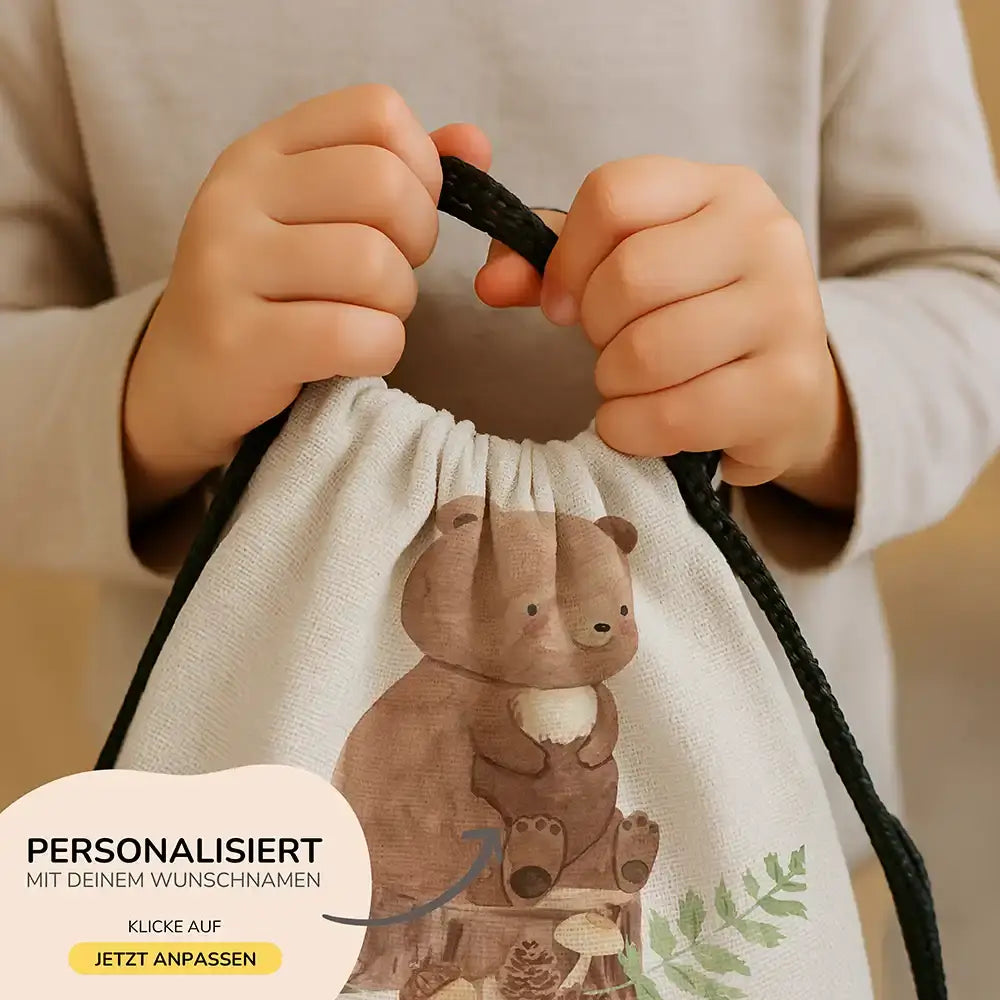 Personalisierter Turnbeutel mit Namen - Bär