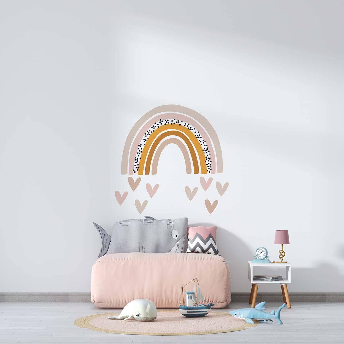 rainbow heart wall sticker with vibrant colors