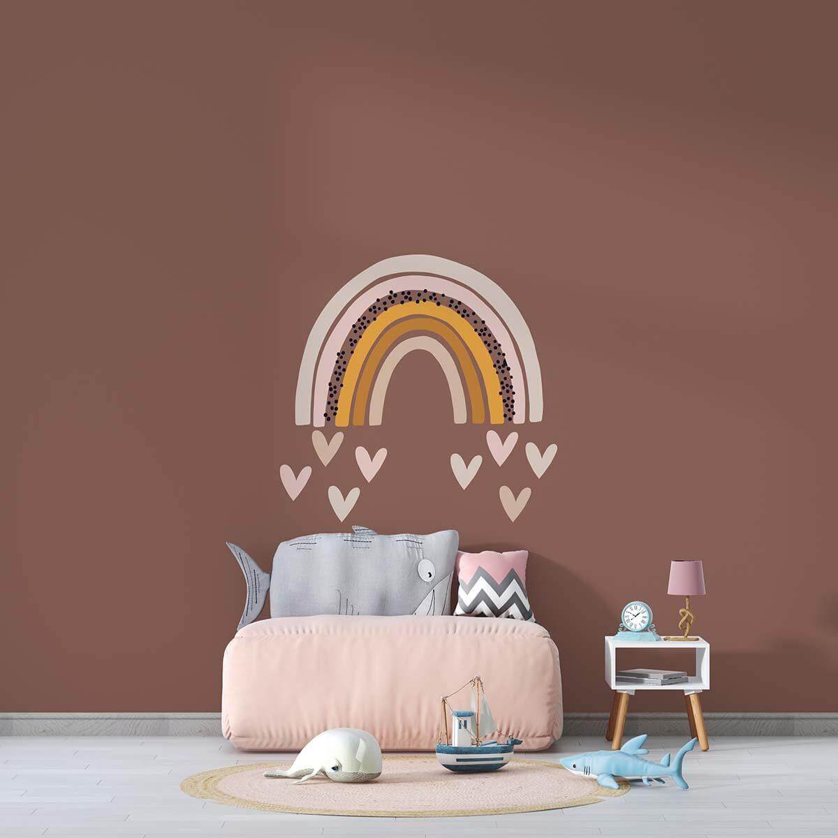 colorful rainbow heart wall sticker for kids' room