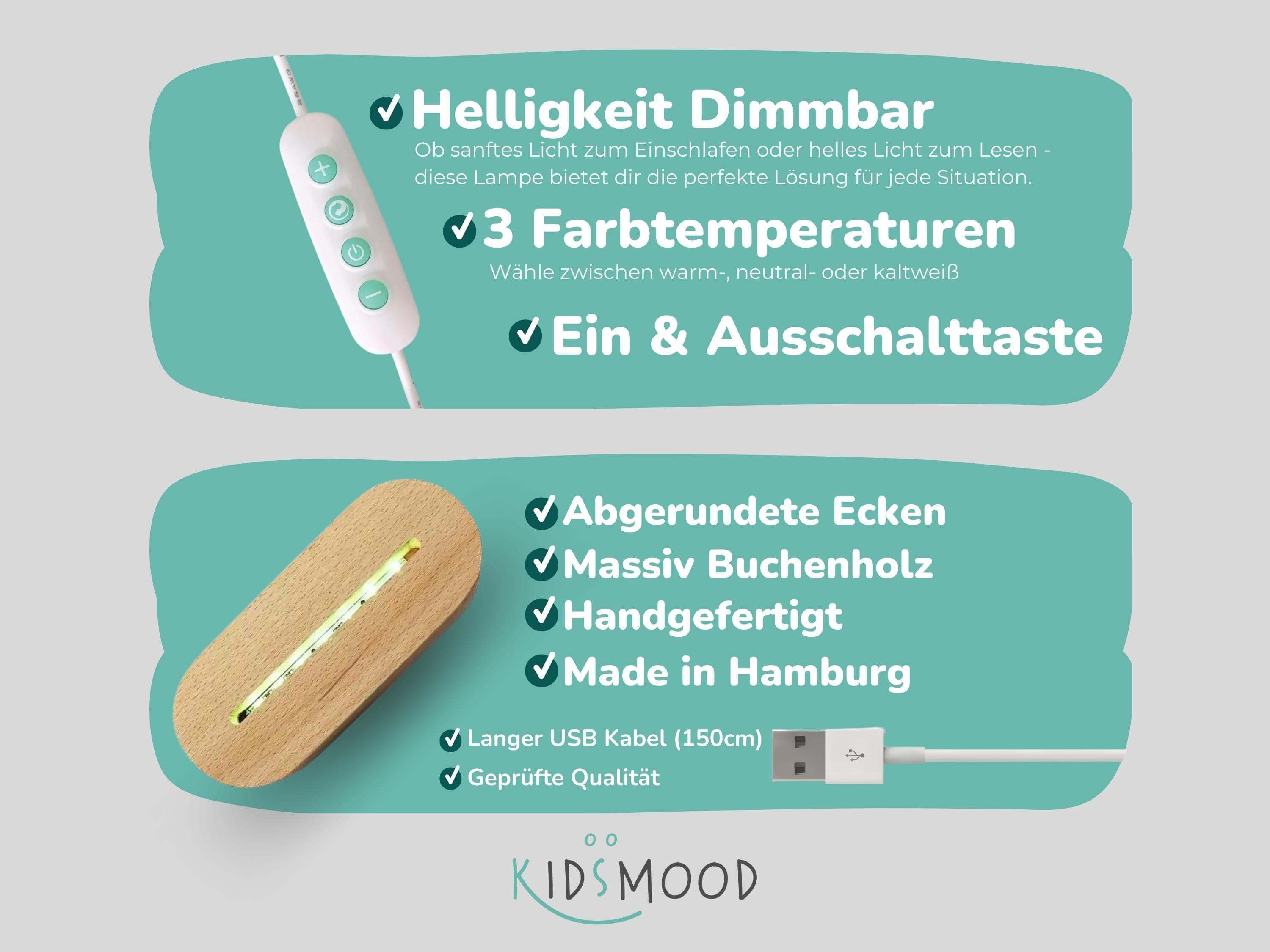 Personalisierte Nachtlampe Animals - Kidsmood.de