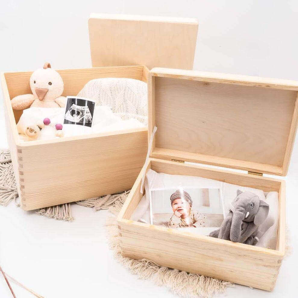 engraved memory box with woodland animal family and custom name