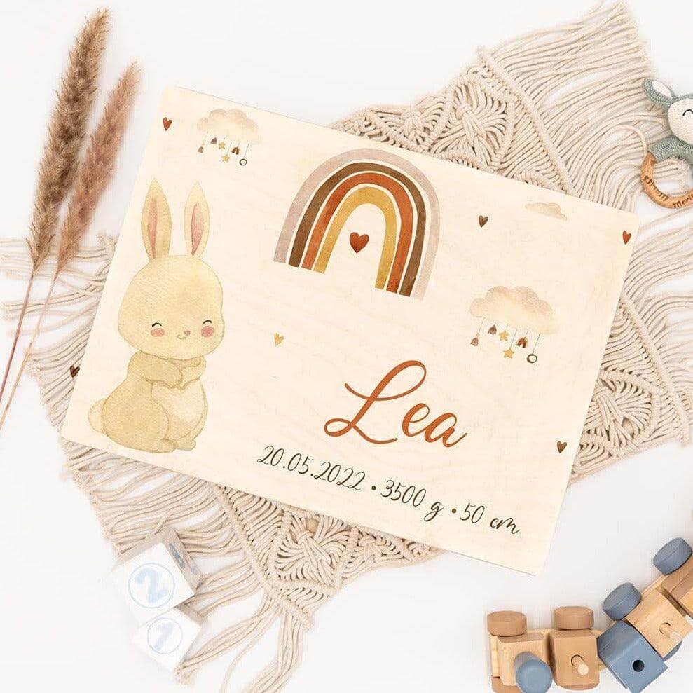 personalized memory box with boho rabbit design
