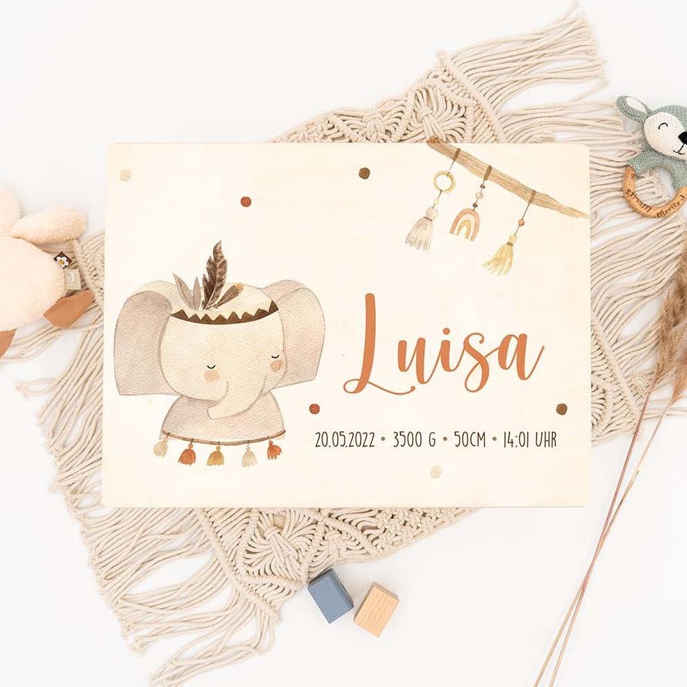 high-quality personalized memory box with lion boho