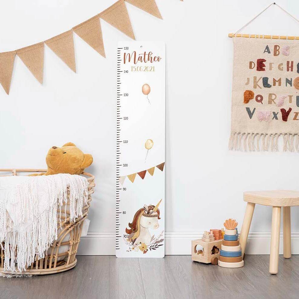 engraved growth chart with elephant boho and custom name