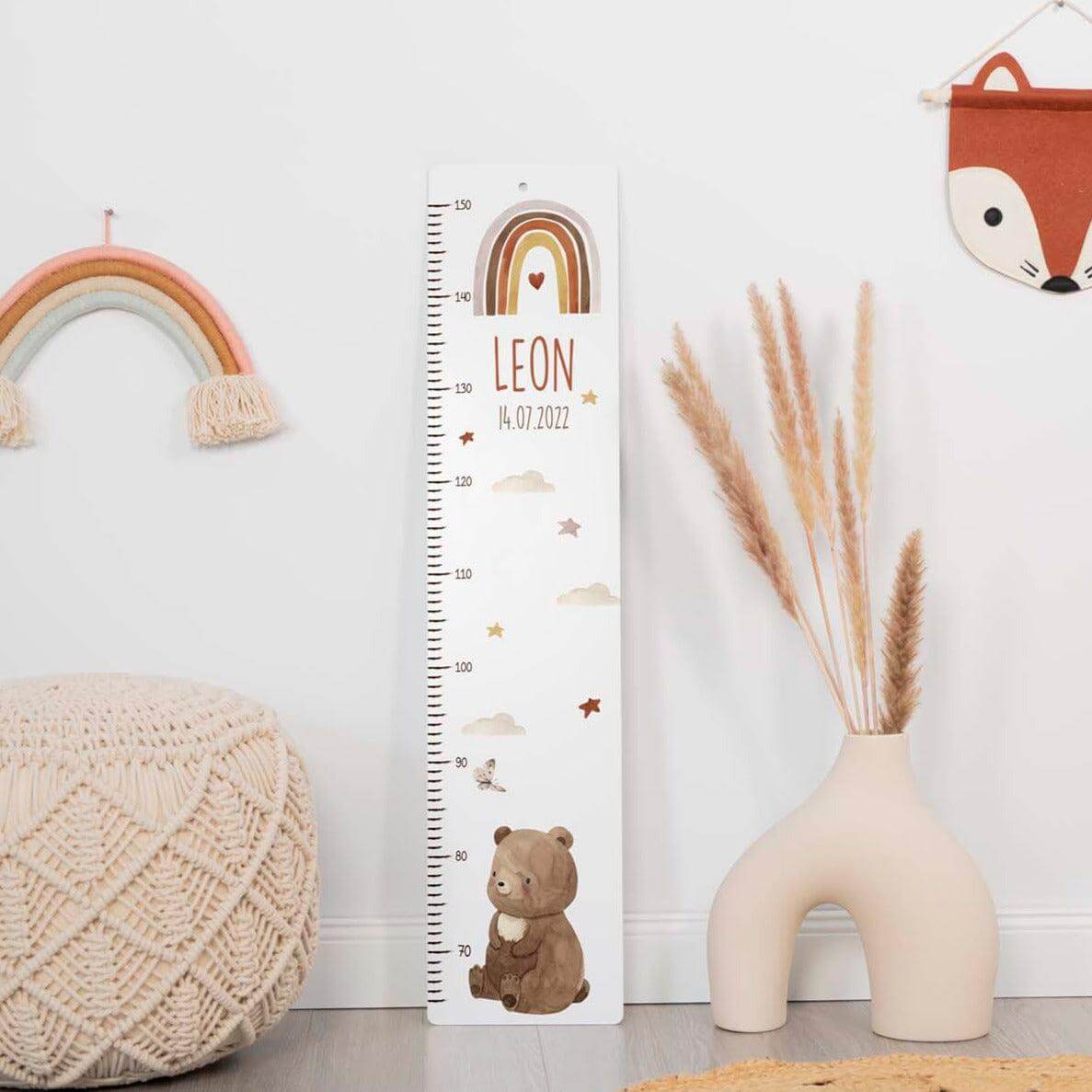 growth chart with bär boho design and personalized name