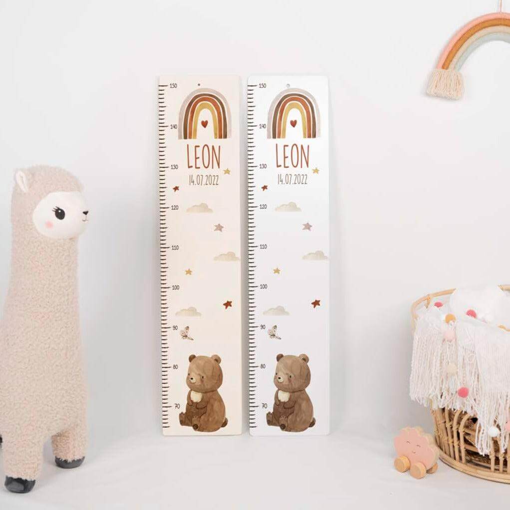 personalized growth chart with bear boho design