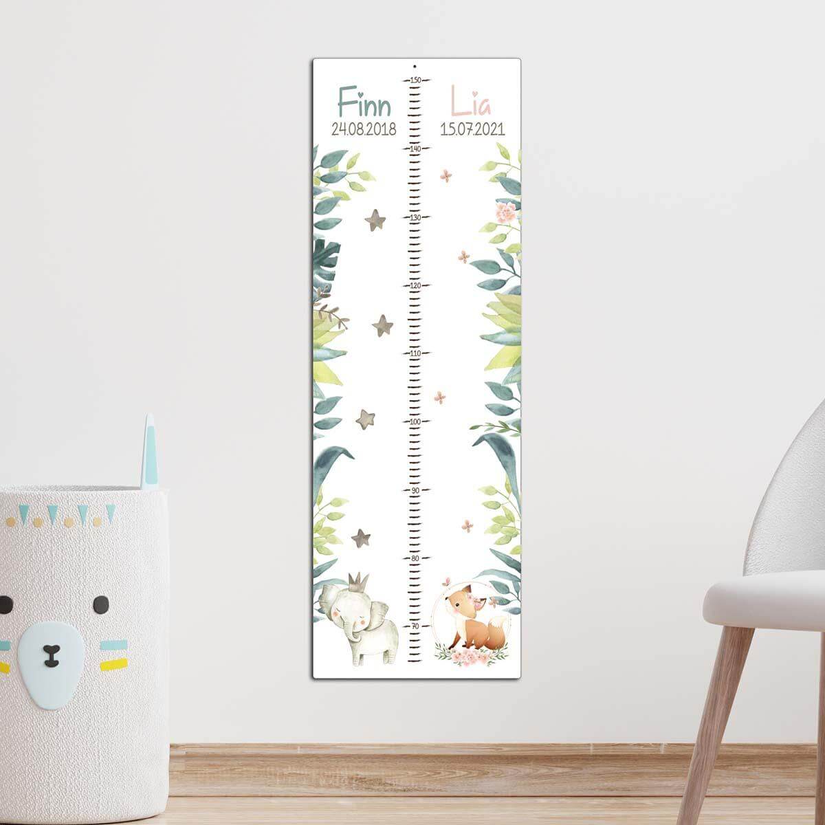 engraved height chart for siblings with custom names
