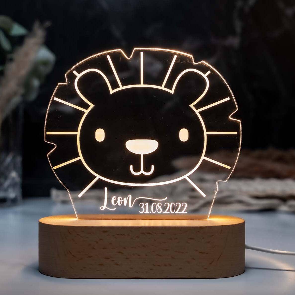personalized night lamp with lion head design
