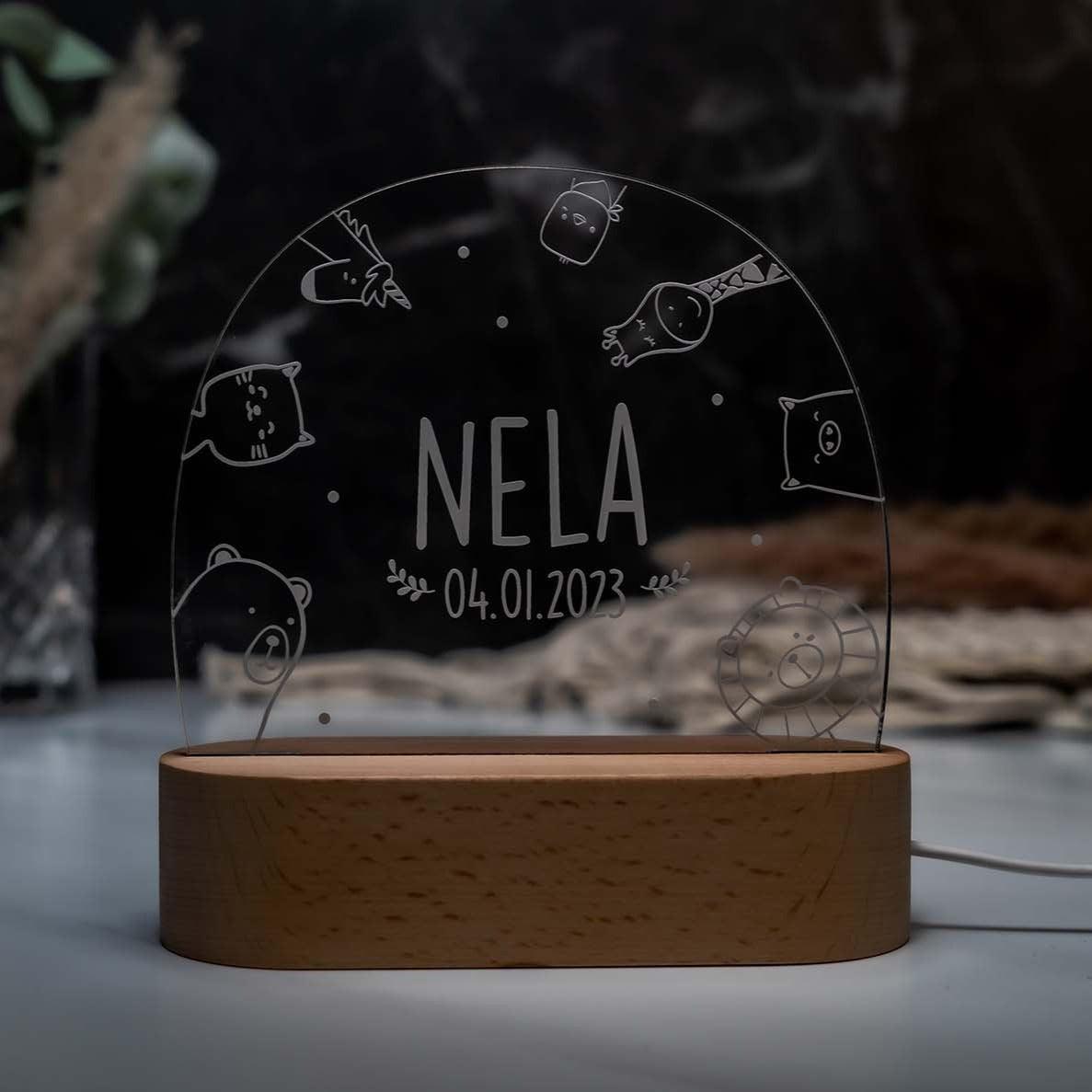 Personalisierte Nachtlampe Animals - Kidsmood.de