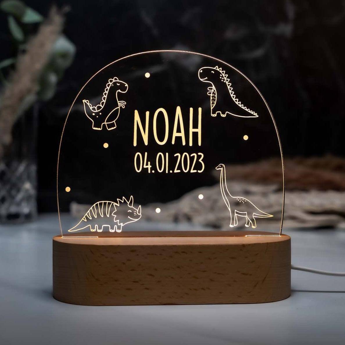 personalized night lamp with dinosaur design