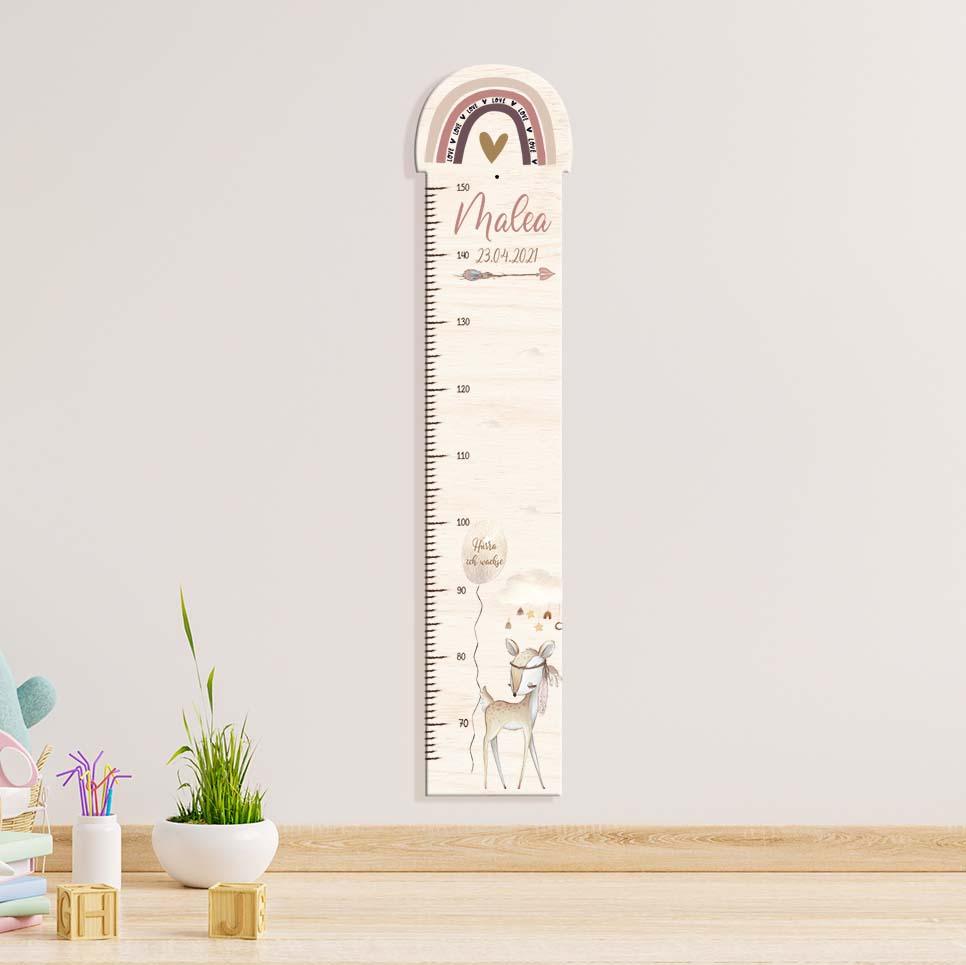 custom rainbow and deer design on height chart