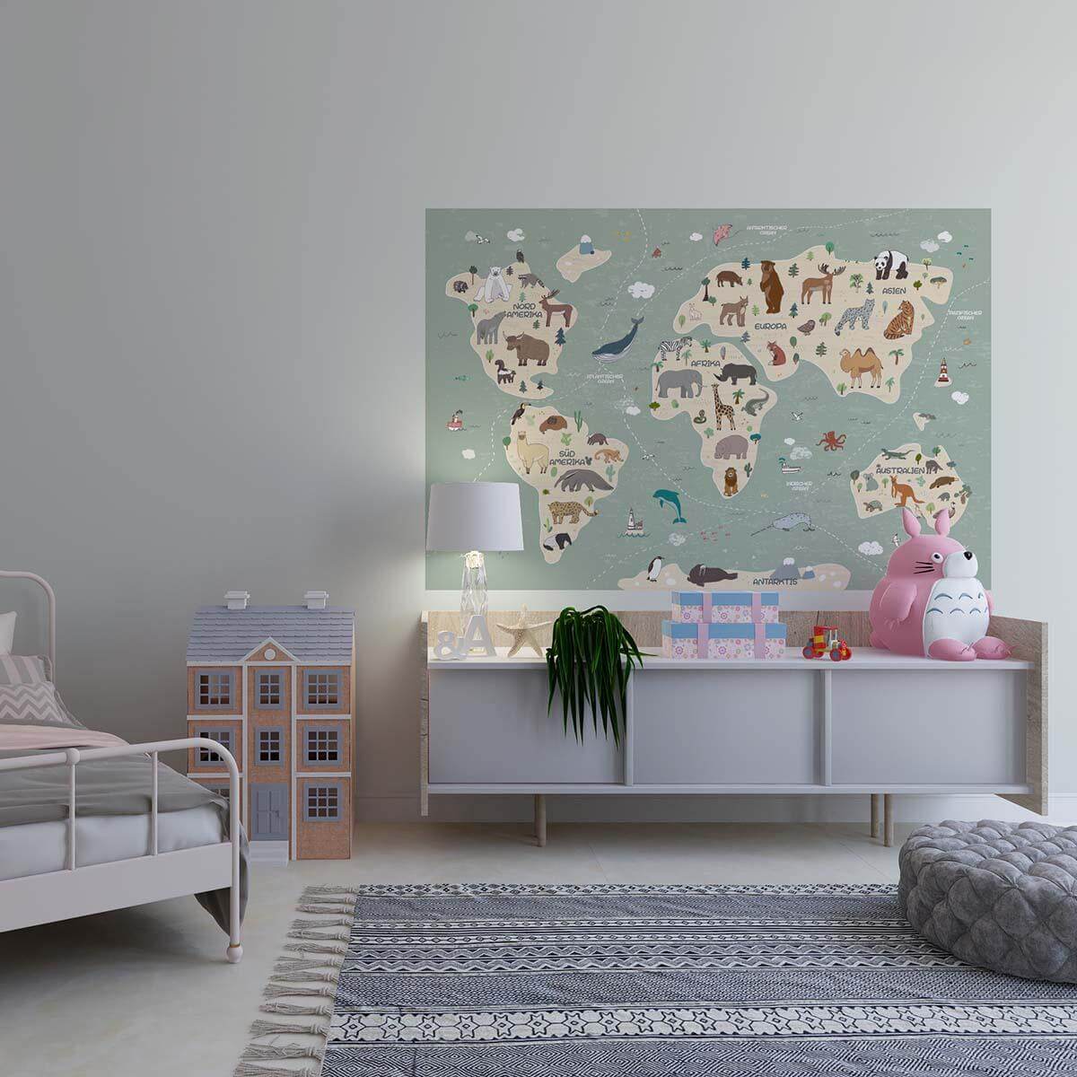 colorful world map wall sticker for kids' room decor
